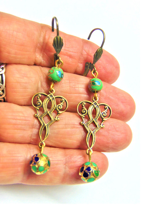 Celtic Design Crystal Earrings Irish Cloisonne Pierced DazzleCity