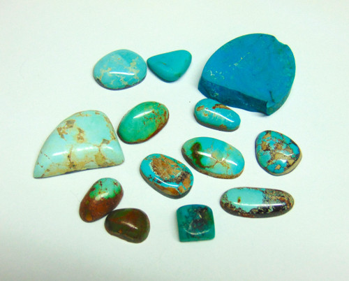 13 Turquoise Cabochon Rough Lot Nevada Arizona Kingman Freeform