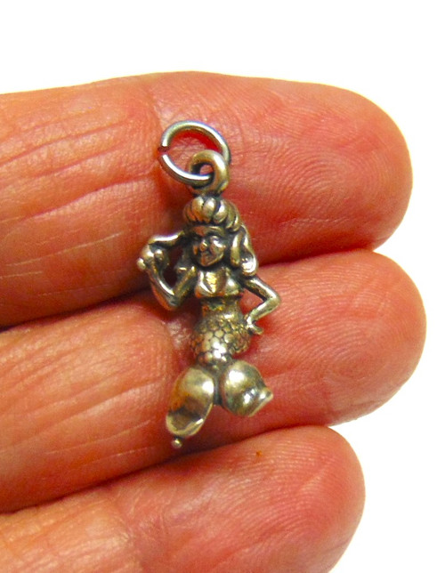 Mermaid Charm 92.5 Necklace Sterling Silver Sea Nymph Pendant Vintage DazzleCity