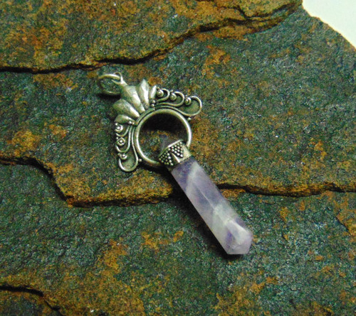 Amethyst Crystal Pendent Natural Stone Stamped 925 Vintage Mint BeadRage