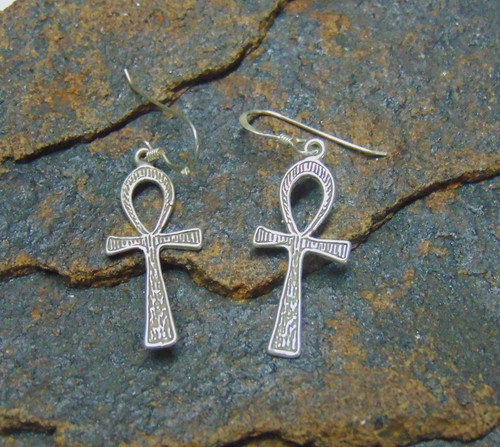 Ankh Earrings Sterling Silver 925 Pierced Stamped Vintage DazzleCity