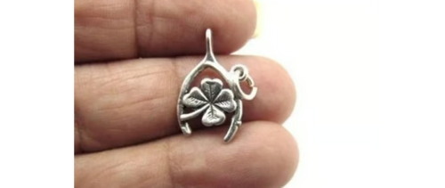 Shamrock Horse Shoe Charm Sterling Silver 925 Good Luck Vintage BeadRage Shamrock Horse Shoe Charm Sterling Silver 925 Good Luck Vintage BeadRage