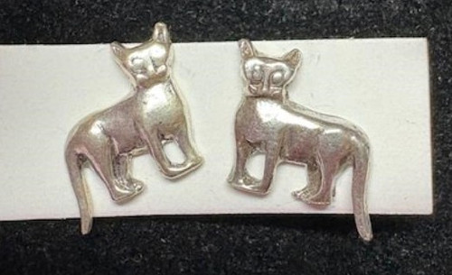 Micro Cat Earrings Sterling Silver 925 Vintage DazzleCity
