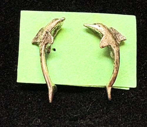 Micro Dolphin Earrings Sterling Silver 925 Vintage  DazzleCity