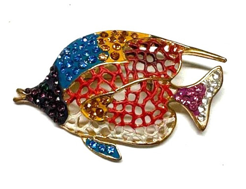 Puffer Fish Pin Tang Angel Rhinestone Crystals Tropical DazzleCity