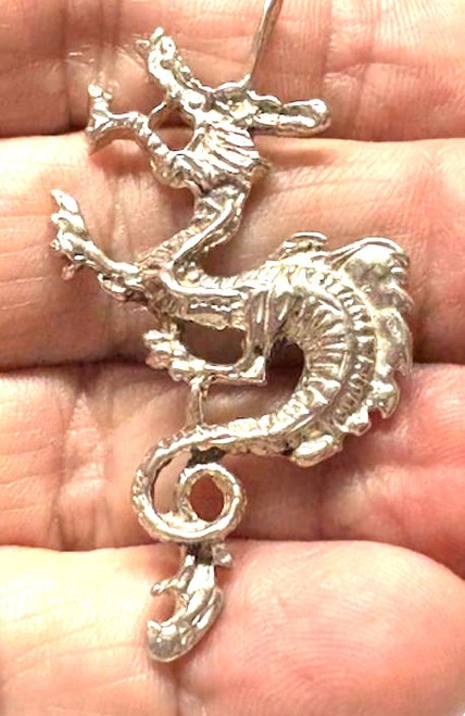 Dragon Serpent Charm Pendant Sterling 925 Silver Vintage DazzleCity