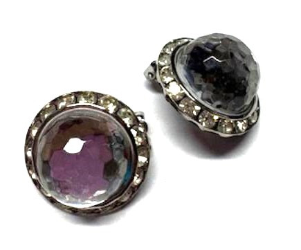 Swarovski Crystal Clip Earrings 1/2 Dome Silver Rhinestone DazzleCity