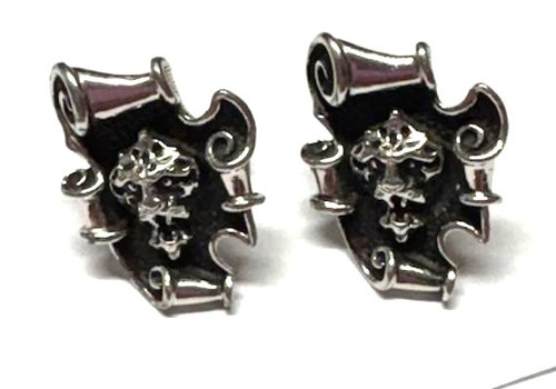 Lion Skull Goth Cufflinks Silver Vintage Ornate DazzleCity