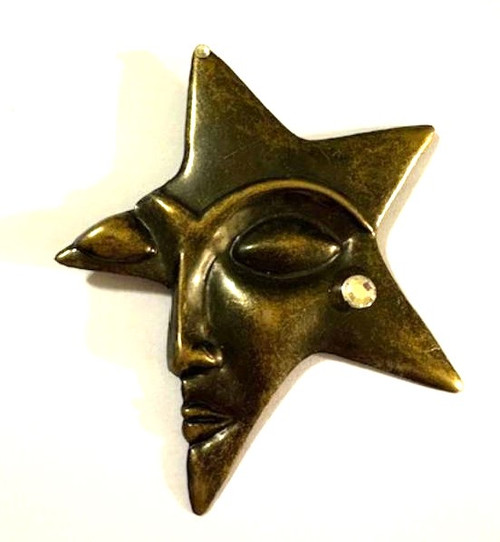Star Pin Moon Face Vintage BIG 1980's Finding DazzleCity