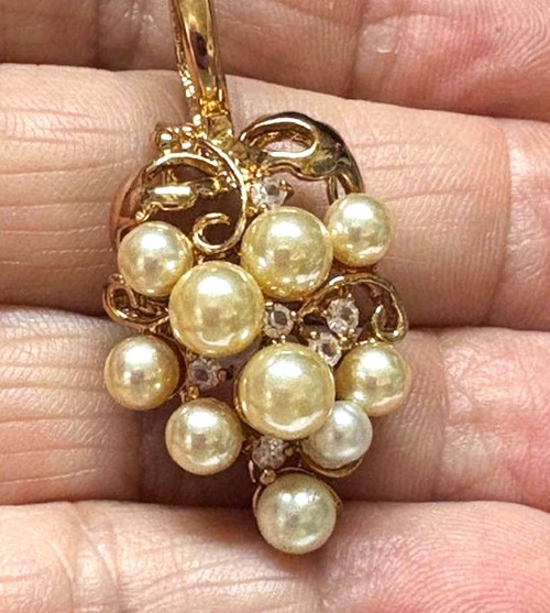 Grape Enhancer Pendant Pearl Rhinestone Vintage OOAK BeadRage