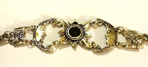 Sunflower Moon Bracelet Man Face Silver Vintage DazzleCity