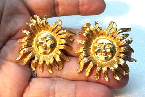 Blazing Sun Earrings Flower Clip Vintage 90's Mint NBW DazzleCity