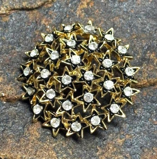 Star Pin Brooch Rhinestone Crystal Vintage Dome DazzleCity