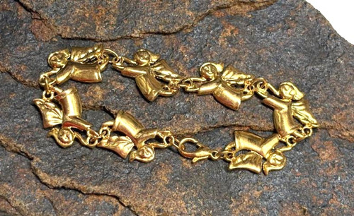 Vintage Praying Angel Bracelet Golden Link Heavenly DazzleCity
