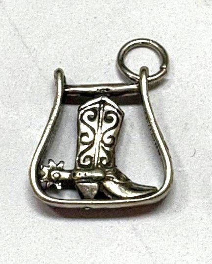 Cowboy Boot Charm Stirrup Sterling Vintage Silver 925 DazzleCity