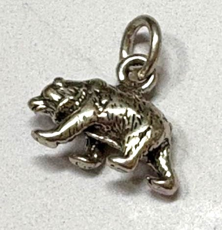 Grizzly Bear Charm Black Brown Sterling Silver 925 Vintage DazzleCity