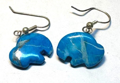 Sacred Buffalo Earrings Hand Carved Turquoise Howlite Vintage DazzleCity