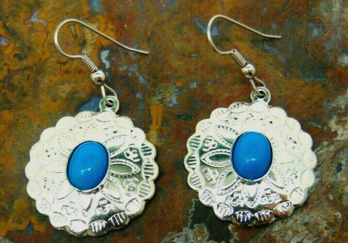 Silver Concho Earrings Vintage NBW Southwest Simple DazzleCity