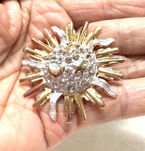 Sun Moon Star Pin Rhinestone Crystal Brooch DazzleCity