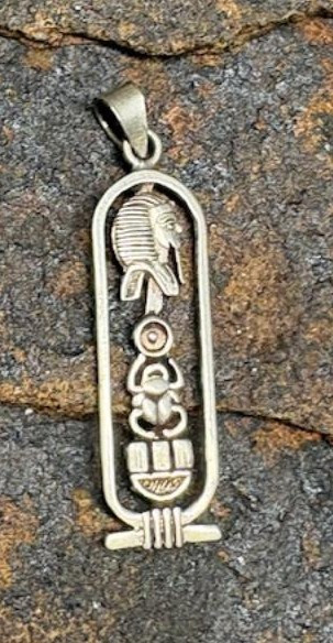 Sterling Silver Egyptian Hieroglyphic Cartouche Pendant 925 Vintage DazzleCity