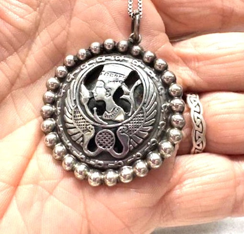 Egyptian Queen Nefertiti Cartouche Pendant Sterling Charm Phoenix