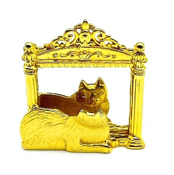 Vintage JJ Cat Mirror Pin Signed OOAK Kitty DazzleCity