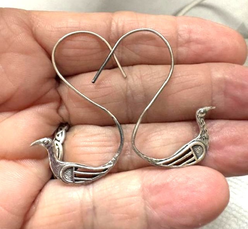 Vintage Swan Earrings Sterling Silver 925 Duck Bird DazzleCity