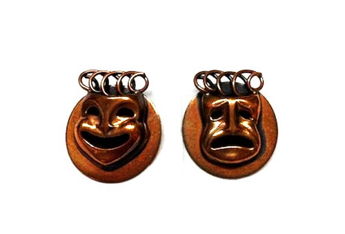 Comedy Tragedy Pin Set Theater Drama Mask Renoir ? Copper Old DazzleCity