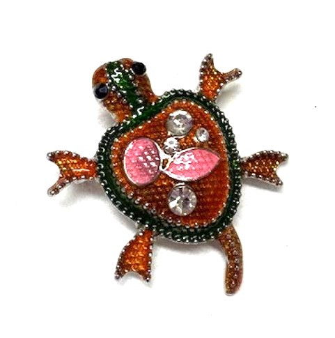 Sweet Turtle Pin Brooch Colorful Fiesta Colors Rhinestone DazzleCity