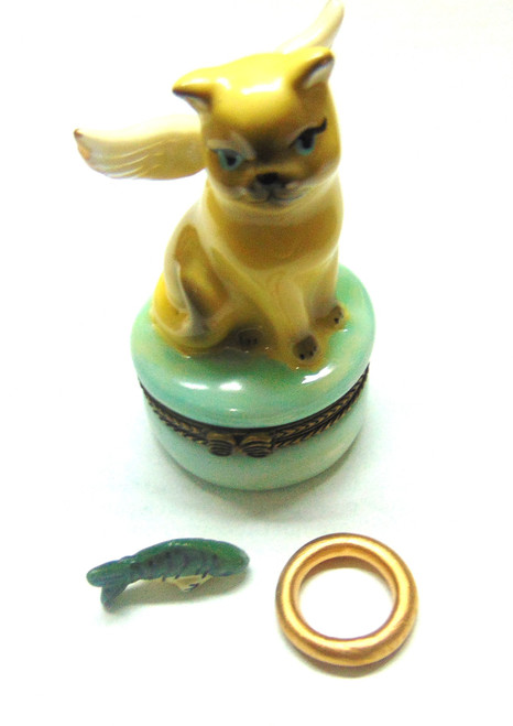 Heavenly Siamese Cat Trinket Box Vintage Porcelain DazzleCity