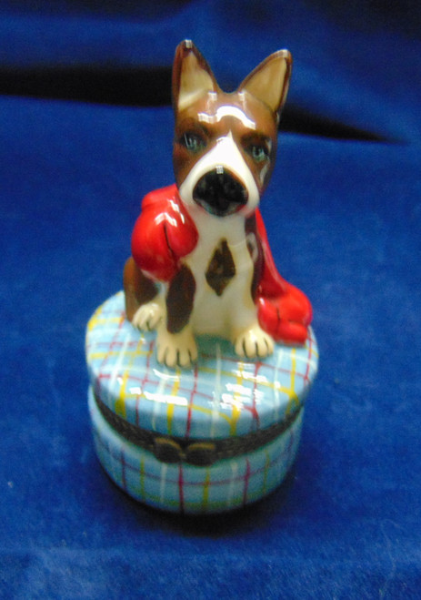 Boston Terrier Boxer Trinket Box Secret Treasure Vintage OOAK BeadRage