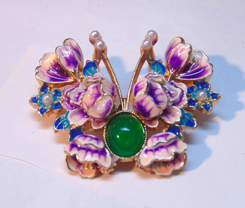 Lavender Butterfly Pin Floral Beauty Faux Pearl DazzleCity