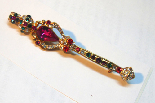 Queens Septer Pin Crown Vintage Rhinestone Crystal Brooch DazzleCity
