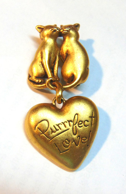 Danecraft Cat Pin Purrfect Love Kissing Vintage DazzleCity