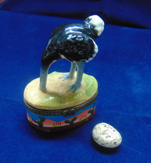 Vintage OSTRICH Trinket Box Egg Statue Figurine DazzleCity