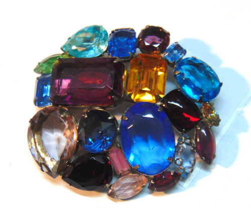 Fruit Salad Pin Unsigned Juliana Rhinestone Brooch Vtg Estate DazzleCity