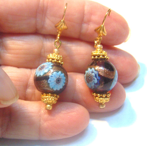Venetian Wedding Cake Earrings Murano Turquoise Vermiel RARE DazzleCity