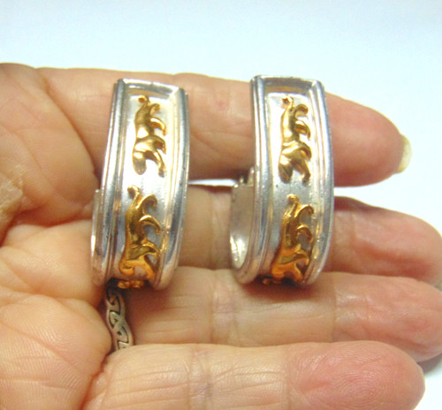 Elegant Panther Clip Hoop Earrings 2-tone Vintage HTF Minty DazzleCity