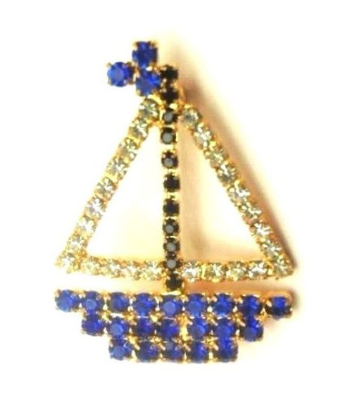 Sail Boat Ship Pin Rhinestone Sailing Viking Mast Yacht