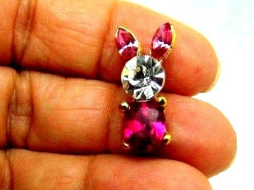 Bunny RABBIT Pin ALL Rhinestone CRYSTAL Playboy TACK