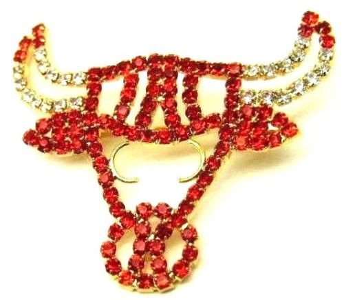 Red Bull Pin Cow Steer Chicago Long Horn Rhinestone Crystal