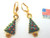 Christmas Tree Pierced Earrings Red Ornament Enamel Made USA