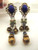 Scarab Clip Earrings Egyptian Neiger Type Blue Glass Long