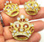 Royal Crown Pin Pierced Earrings Set Queen Pageant Princess