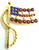 American Flag Pin 1940's Brooch Rhinestone Stars Stripes Made USA