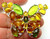 Butterfly Pin Colorful Lucite Topaz Olivine Rhinestone Crystal Brooch