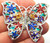 Butterfly Pin Flower Rhinestone Crystal Brooch Silver DazzleCity