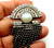 Art Deco Look Lucite Pearl Pin Rhinestone Crystal Ball Chain Brooch