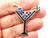 Martini Glass Cocktail Party Brooch Pin Margarita Cosmopolitan New Year's Eve