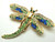 Dragonfly Pin Royal Blue Peridot Rhinestone Crystal Brooch